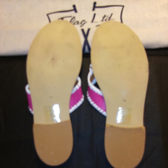 Jack Rogers - #1, NWT, Pink & White Leather Thong Style Sandals, Size 7 M, - Picture 8 of 8